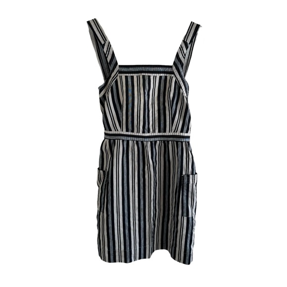 Madewell Striped Linen/ Cotton Blend Evelyn Apron Navy White Mini Dress - Picture 14 of 15
